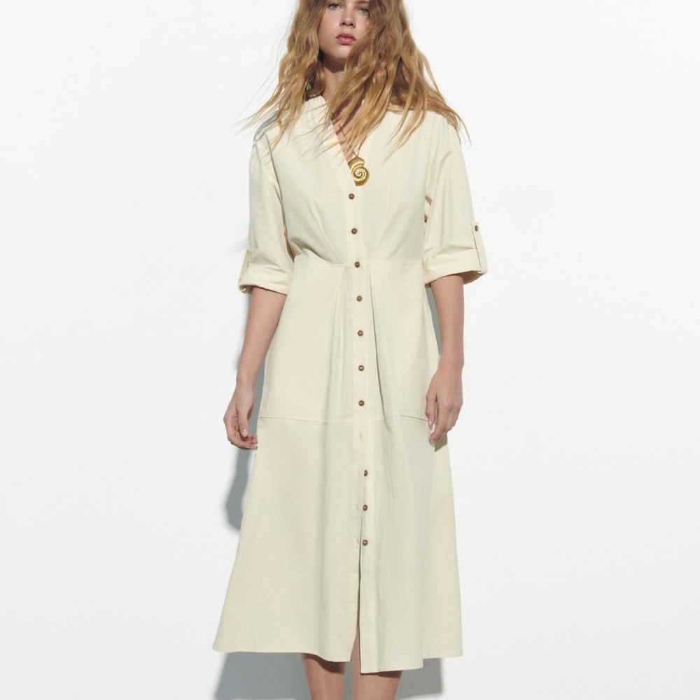 Zara limited edition premium cotton shirt midi dress
